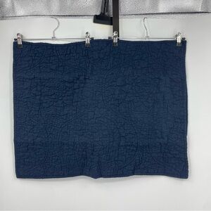 Pottery Barn Belgian Flax Linen Floral Stitch standard Sham Blue